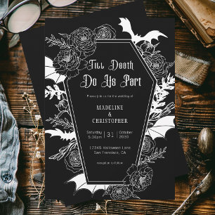 Invitación Hasta que la Muerte nos Separe Gótico Floral Boda 
