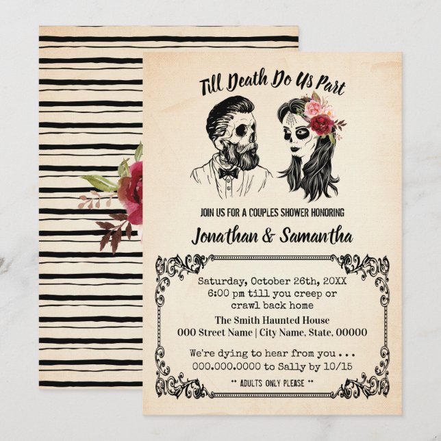 Invitación Hasta que la muerte nos separe los cráneos las par (Anverso / Reverso)