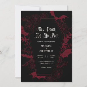 Invitación Hasta que la Muerte nos Separe Rosa Gótica Burgund