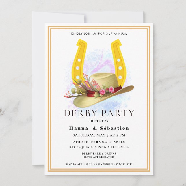 Invitación  Hat  Derby Party Equestrian (Anverso)