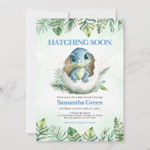Invitación Hatching pronto Dinosaur Baby Shower