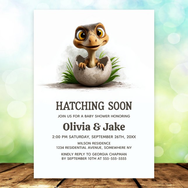 Invitación Hatching Soon Adorable Dinosaur Baby Shower (Subido por el creador)