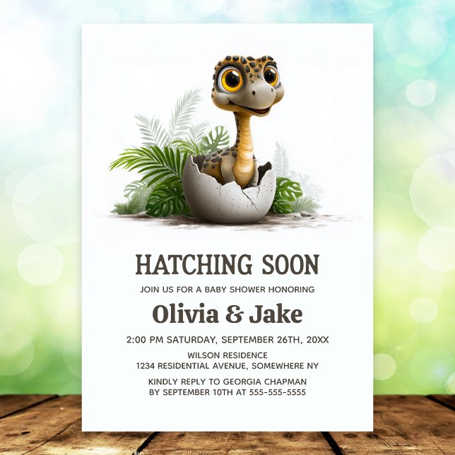 Invitación Hatching Soon Cute Dinosaur Baby Shower (Subido por el creador)