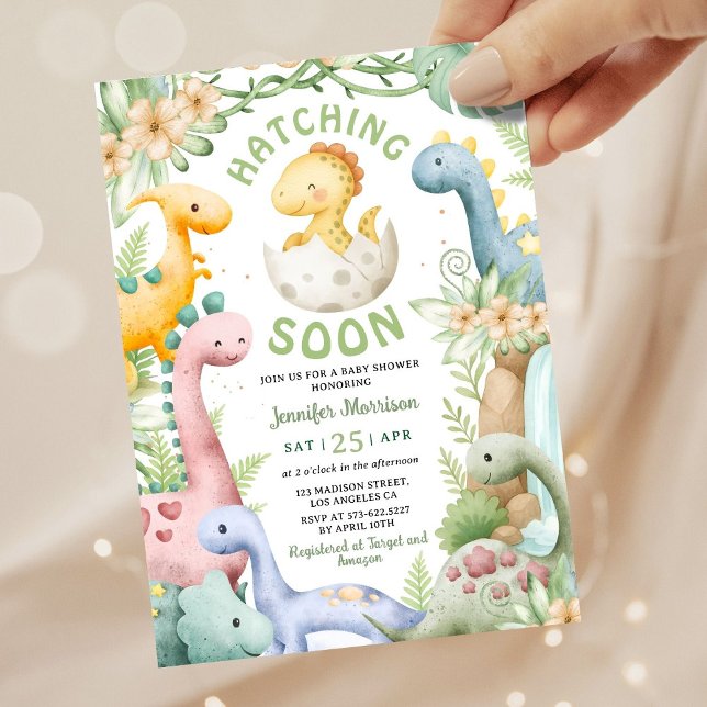 Invitación Hatching Soon Dino Baby Shower Gender Neutral (Subido por el creador)