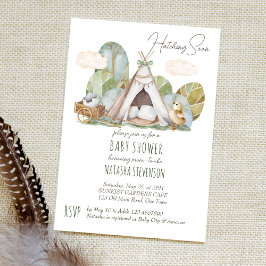 Invitación Hatching soon little bird tapeo boho tienda bebé