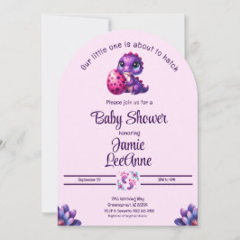 Invitación Hatear pronto bebé Dinosaurios Baby Shower rosa