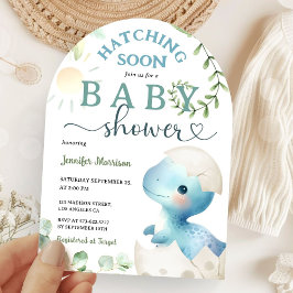 Invitación Hatear pronto dinosaurio Baby Shower Boy Blue Cute