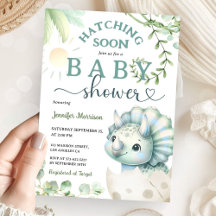 Hatear pronto dinosaurio Baby Shower Boy Blue Gree