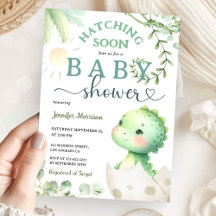 Hatear pronto dinosaurio Baby Shower Green Dino