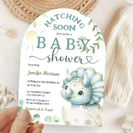 Invitación Hatear pronto dinosaurios Baby Shower Boy Blue Arc