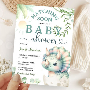 Invitación Hatear pronto dinosaurios Chica Baby Shower Pink G