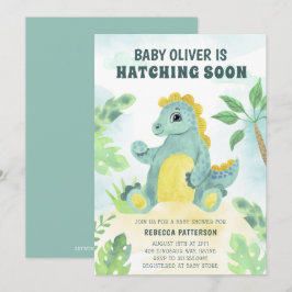 Invitación Hatear pronto el lindo niño dinosaurio Baby Shower