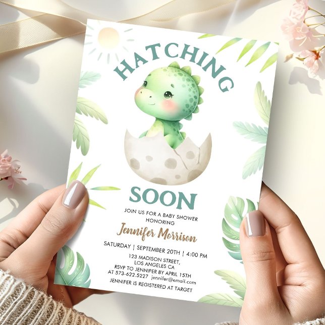 Invitación Hatear pronto un lindo dinosaurio Baby Shower (Subido por el creador)