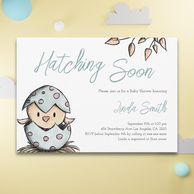 Invitación Hatong pronto Bird Watercolor Baby Shower (Subido por el creador)
