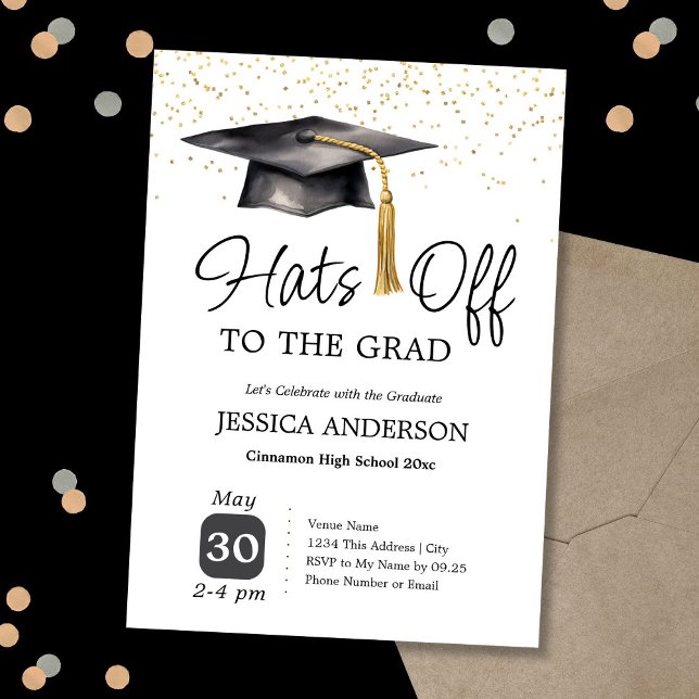 Invitación Hats Off to the Grad Graduation Party One Photo  (Subido por el creador)