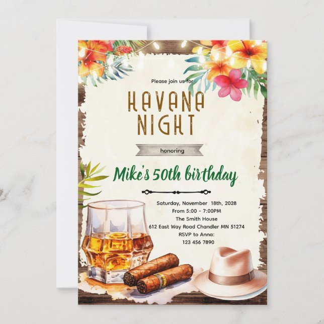 Invitación Havana night party invitation (Anverso)