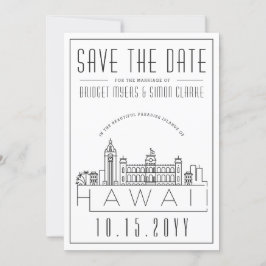 Invitación Hawái Bodas Silueta Estilizada del Cielo Fecha de 