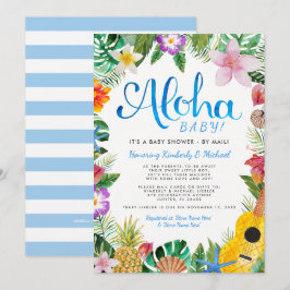 Invitación Hawai Luau Baby Shower por correo| Azul