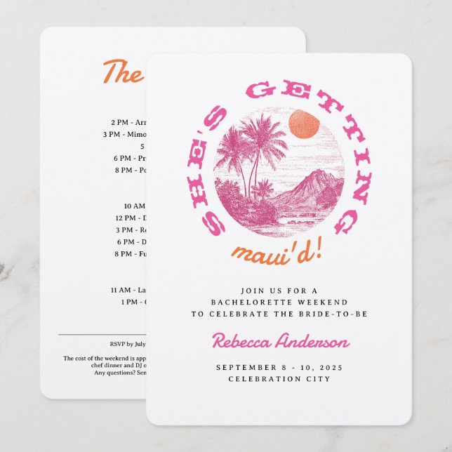 Invitación Hawái Obteniendo la Bachelorette, Boda de la isla  (Anverso / Reverso)