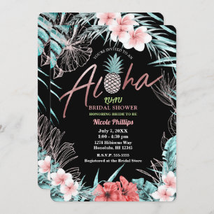 Invitación Hawaiana botánica Luau de la piña tropical color