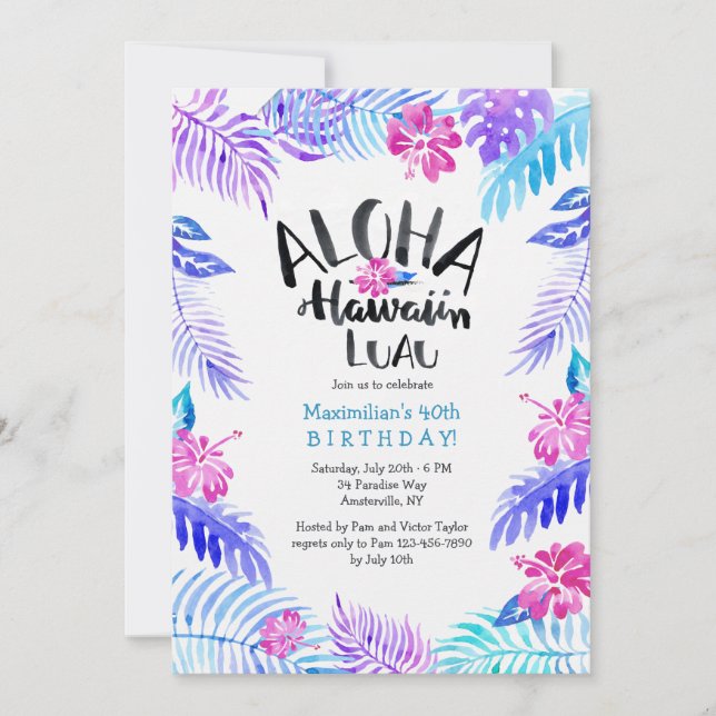 Invitación hawaiana de Aloha (Anverso)