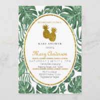 Invitación hawaiana de Baby Shower de la piña