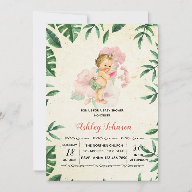 Invitación hawaiana de la fiesta de bienvenida al (Anverso)