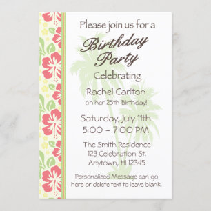 Invitación hawaiana de la fiesta de cumpleaños de