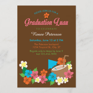 Invitación hawaiana de la graduación de Luau del