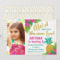 Invitación hawaiana del cumpleaños de Luau de la