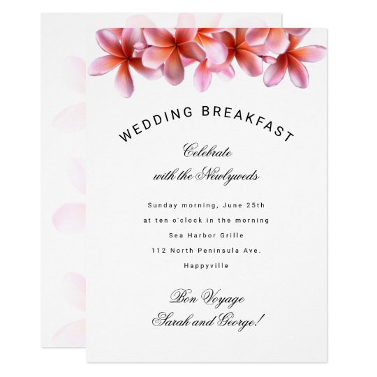 Invitación hawaiana del desayuno del boda del