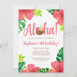 Invitación Hawaiana, fiesta de cumpleaños hawaiana