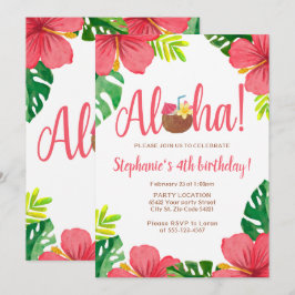 Invitación Hawaiana, fiesta de cumpleaños hawaiana