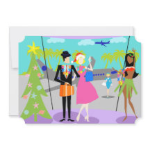 Invitación hawaiana retra de la fiesta de Navidad
