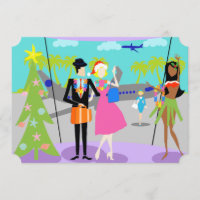 Invitación hawaiana retra de la fiesta de Navidad