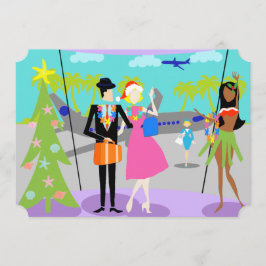 Invitación hawaiana retra de la fiesta de Navidad