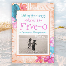 Invitación Hawaii 5-0 50 cumpleaños, coral, rosa, Aqua