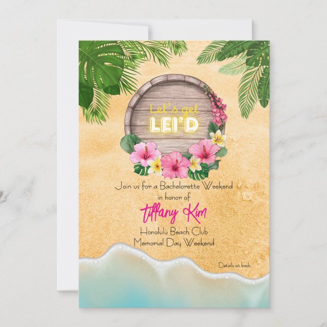 Invitación Hawaii Bachelorette Weekend Party (Anverso)
