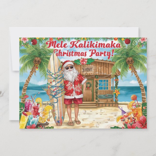Invitación Hawaii christmas  party Hawaii “Mele Kalikimaka!”  (Anverso)