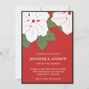 Invitación Hawaii Red Floral Save the date invita