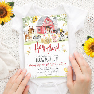 Invitación Hay Animales De Granja Adorables Ducha De Bebé Gir