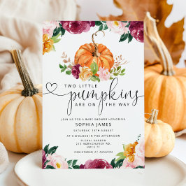 Invitación Hay dos calabazas en camino a la ducha de bebé