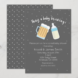 Invitación Hay un bebé preparando tazas de cerveza para la du
