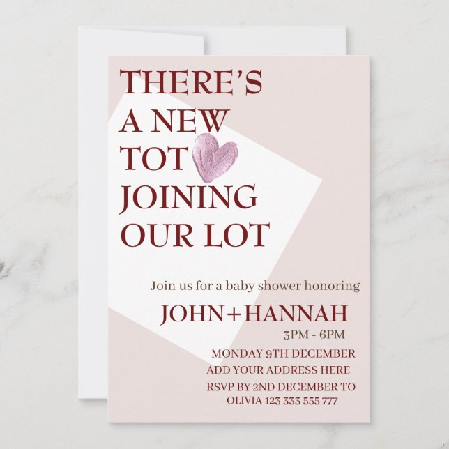 Invitación Hay un nuevo toque que se une a nuestro Baby Showe (Anverso)