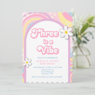 Invitación Hay un Vibe Groovy, Retro Chica Colores Pastel