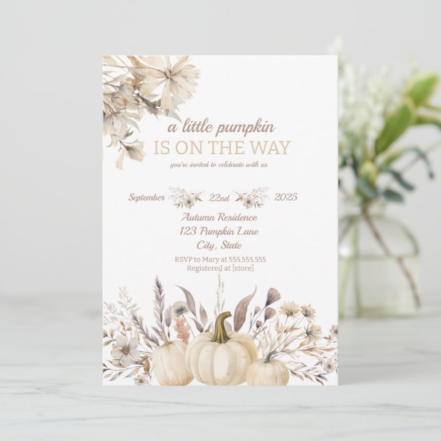 Invitación Hay Una Calabaza En Camino (Anverso de pie)