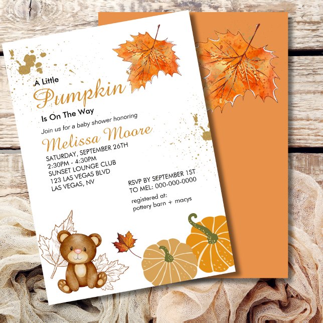 Invitación Hay una calabaza en camino a la ducha de bebé (Subido por el creador)
