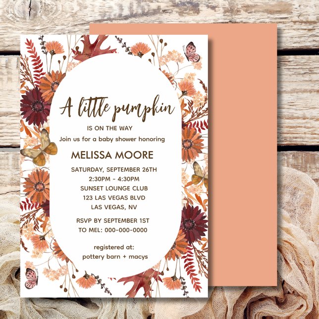 Invitación Hay una calabaza en camino a la ducha de bebé chic (Subido por el creador)