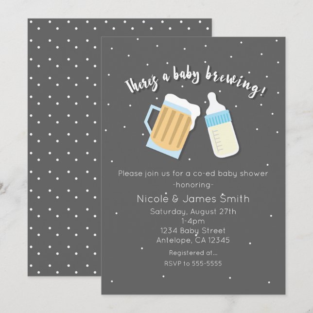 Invitación Hay una ducha de peluche de cerveza para bebés (Anverso / Reverso)