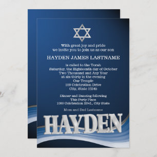 Invitación Hayden Steel Wave Name Bar Mitzvah